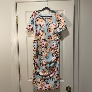 Pinkblush floral fitted maternity dress